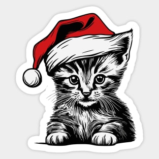 Christmas Cat with Santa Hat Sticker